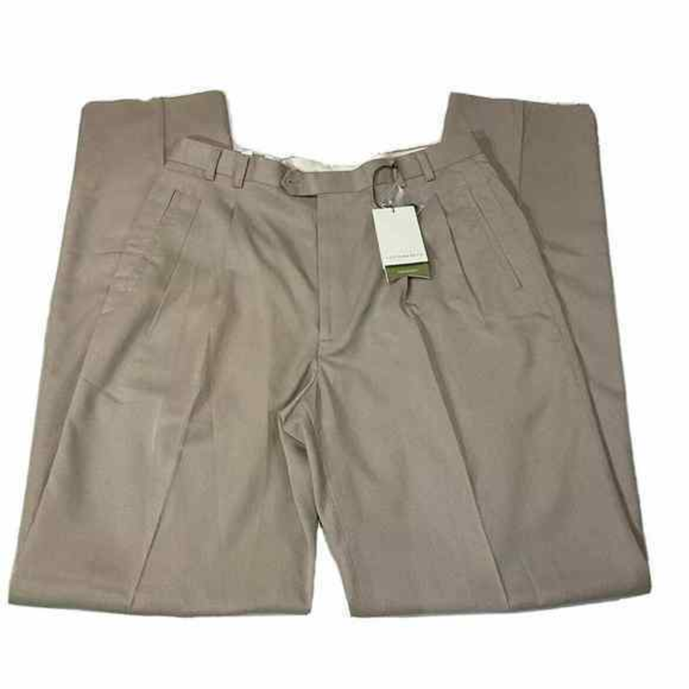 Cutter & Buck Dress Pants Men's Khaki Craftsman Pleated Size 36 Unhemmed